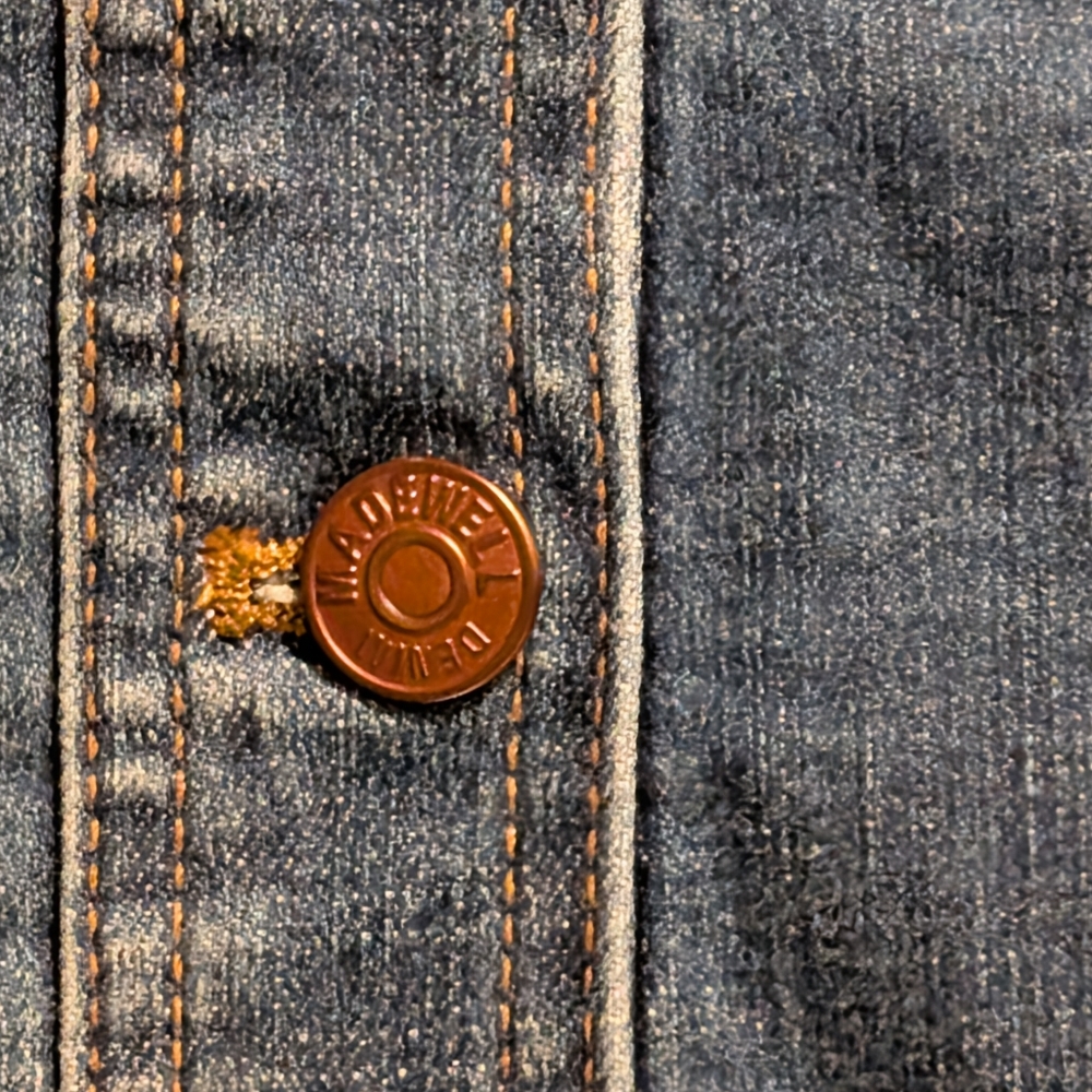 Madewell Button-Front Denim Mini Skirt Dark Wash | Sz 8 | Stretch A-Line Summer - Picture 5 of 10